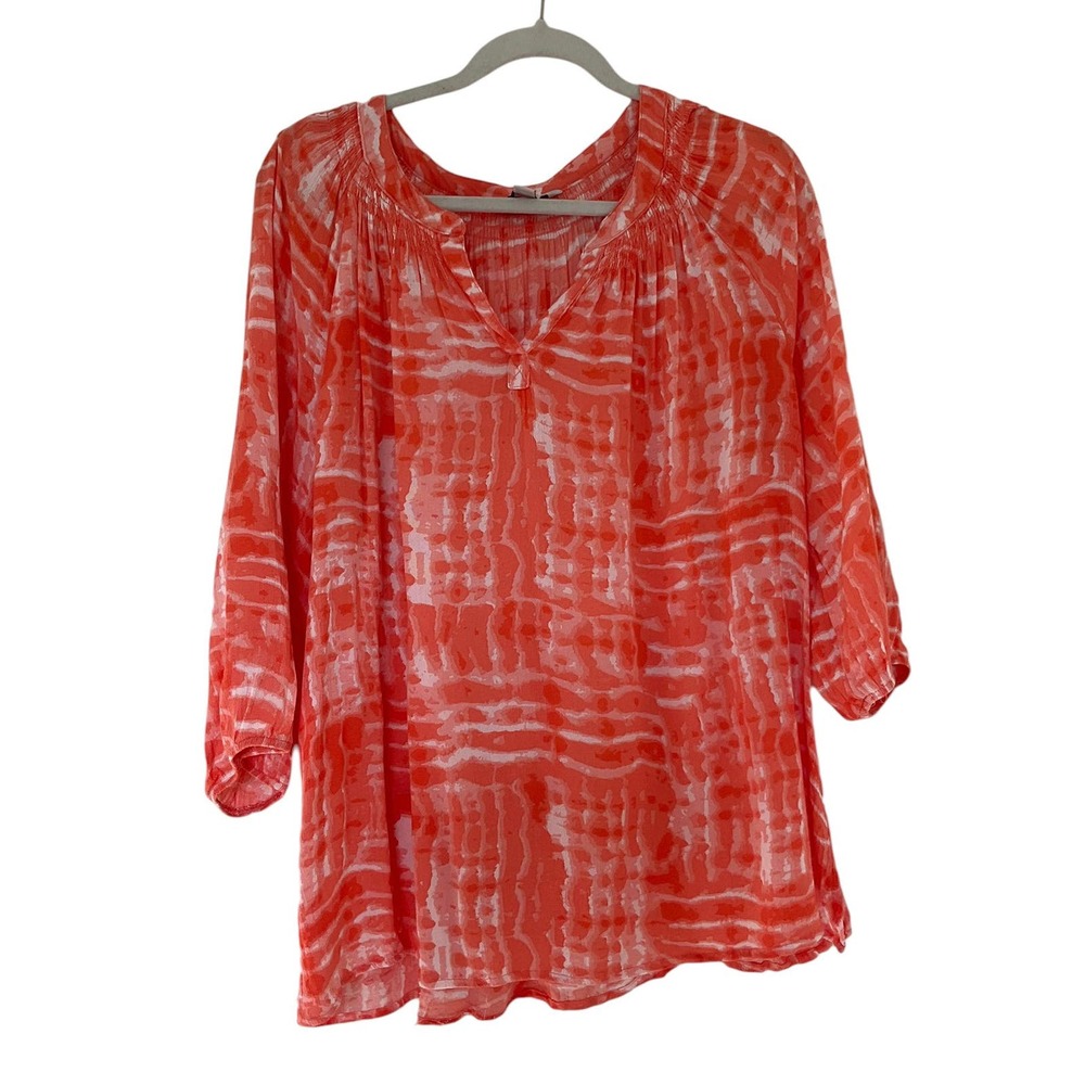 Croft‎ & Barrow Orange 3/4 Sleeve Women's Blouse Size XL | 47-33